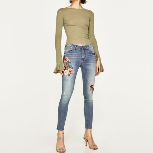 Zara The Skinny in Helen embroidered jeans 4 NWT - Picture 8 of 8